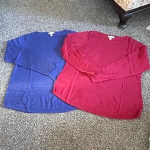 New Belle Kim Gravel Red and Blue Long Sleeve shirt set M